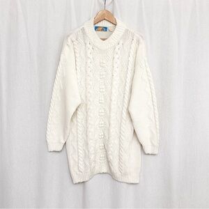 Pacific Coast Oversized Chunky Cable Knit Sweater Cream Fisherman Cozy Vintage